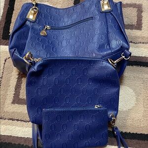 Chic Blue Women's Shoulder Bag Set